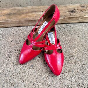 VITTORIO RICCI WOMEN'S RED LEATHER FLATS SIZE 5
